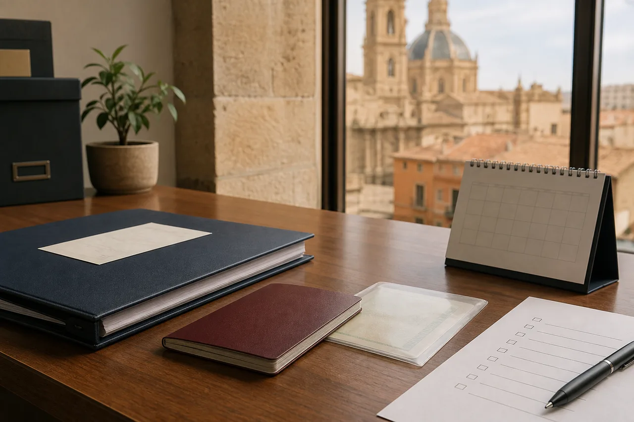 Documentos organizados para tramitar una autorización de residencia